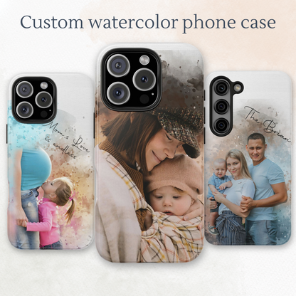 Custom Watercolor Photo On  Phone Case Personalized Cell Phone Case Picture