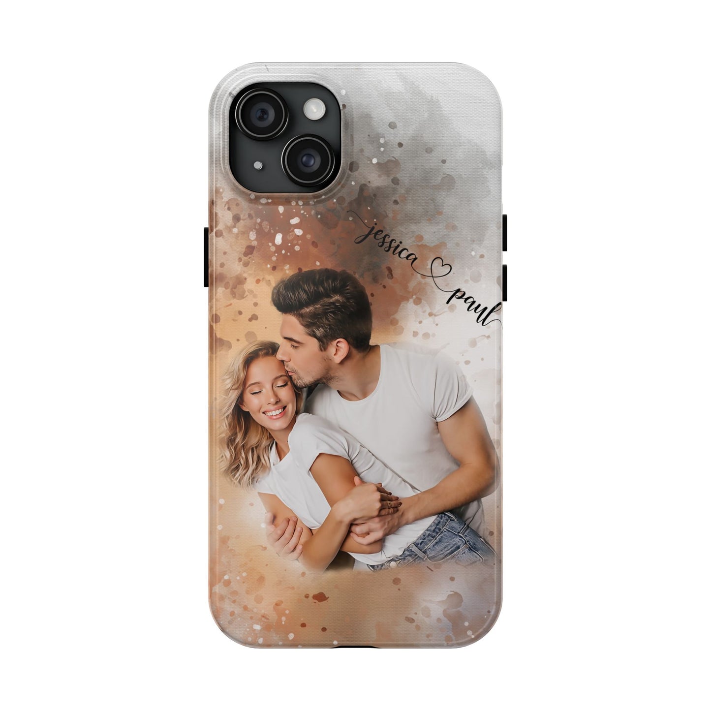 Personalized Watercolor Phone Case With Photos For Couples or Friend Gifts