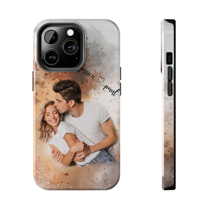 Personalized Watercolor Phone Case With Photos For Couples or Friend Gifts