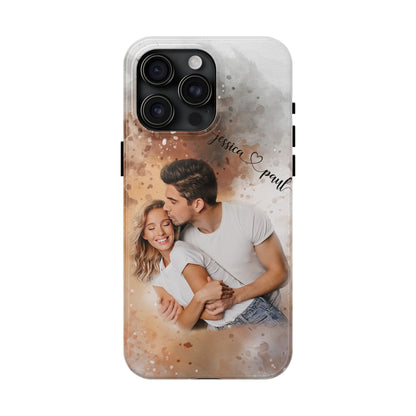 Personalized Watercolor Phone Case With Photos For Couples or Friend Gifts