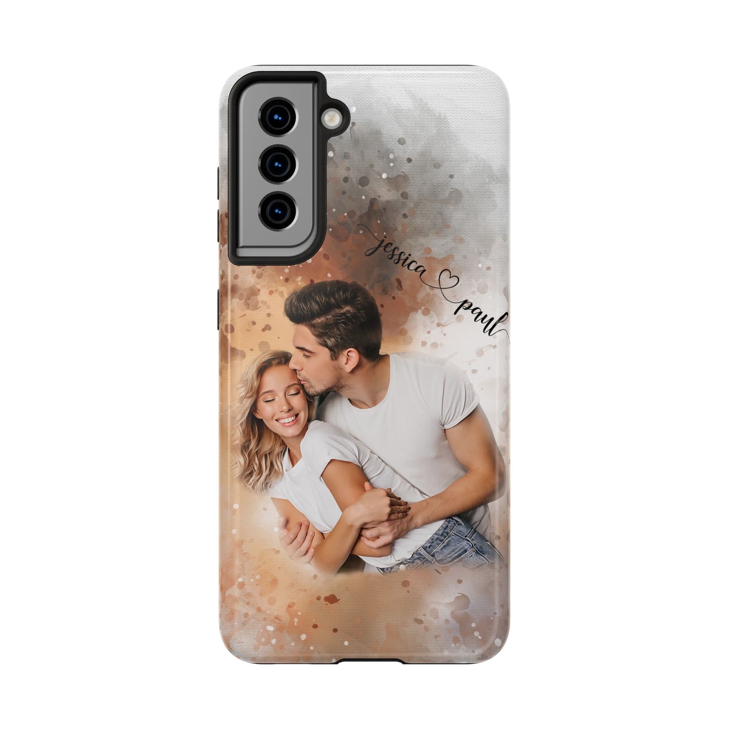 Personalized Watercolor Phone Case With Photos For Couples or Friend Gifts