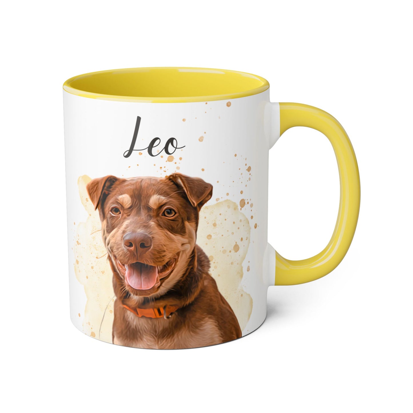 Oily Watercolor Splash Pet Portrait On Ceramic Mug For Pet Lover