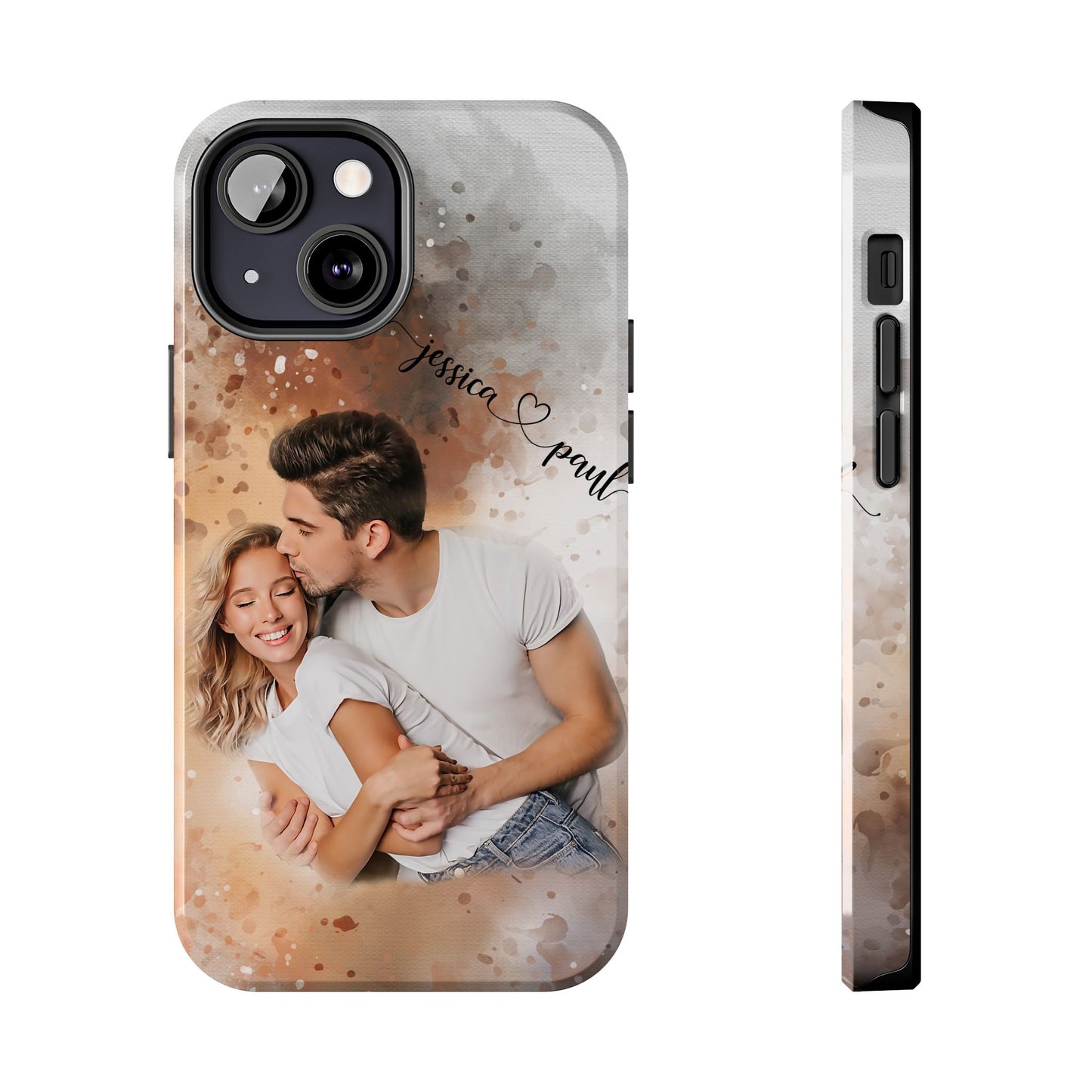 Personalized Watercolor Phone Case With Photos For Couples or Friend Gifts