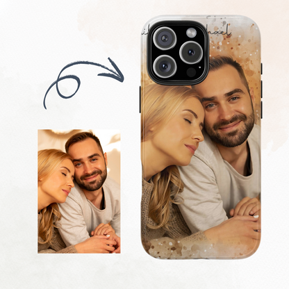 Personalized Watercolor Phone Case With Photos For Couples or Friend Gifts