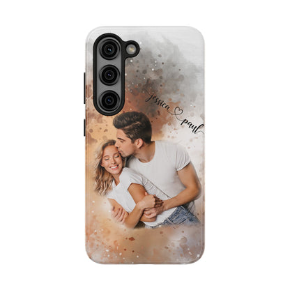 Personalized Watercolor Phone Case With Photos For Couples or Friend Gifts