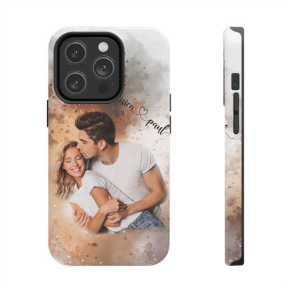 Personalized Watercolor Phone Case With Photos For Couples or Friend Gifts