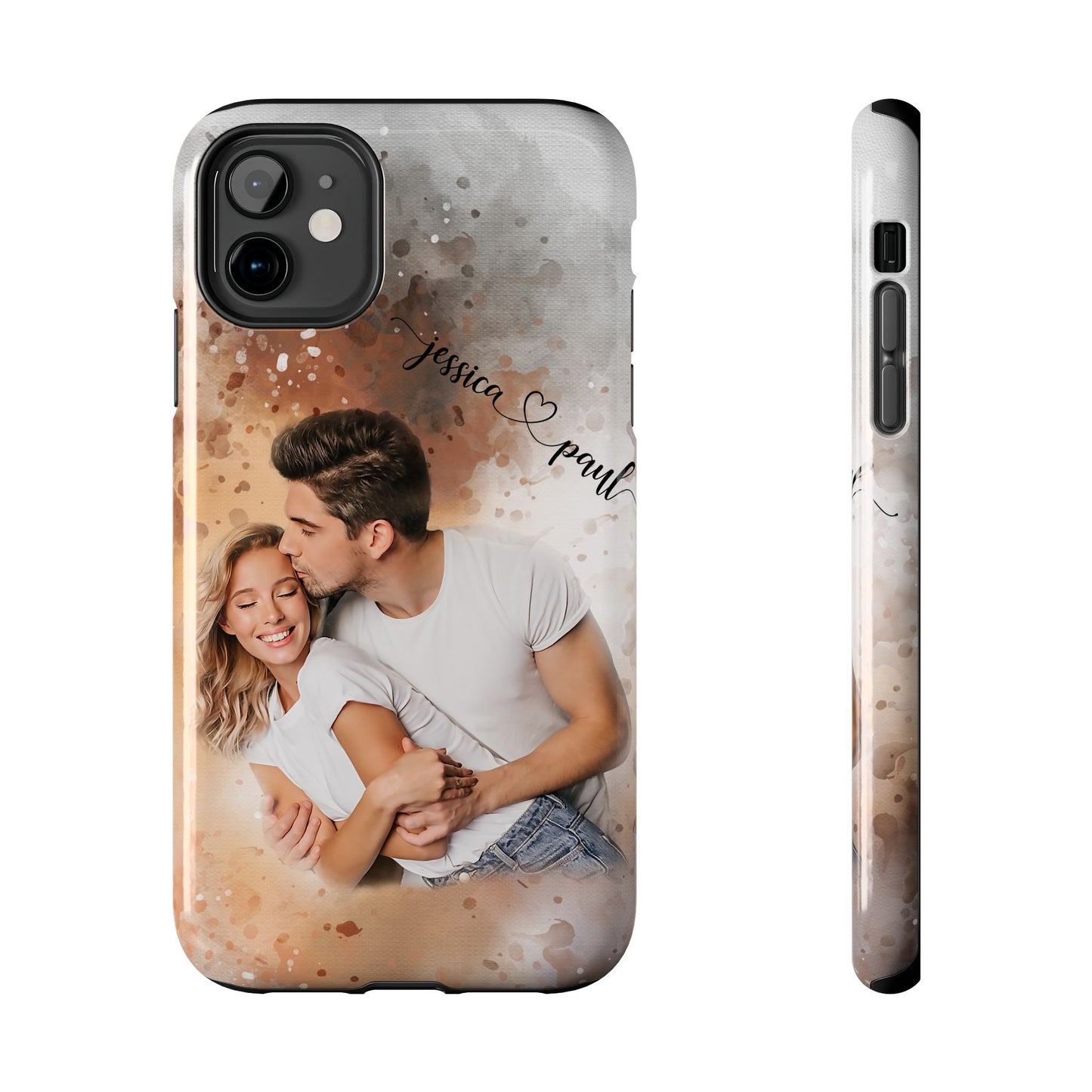 Personalized Watercolor Phone Case With Photos For Couples or Friend Gifts