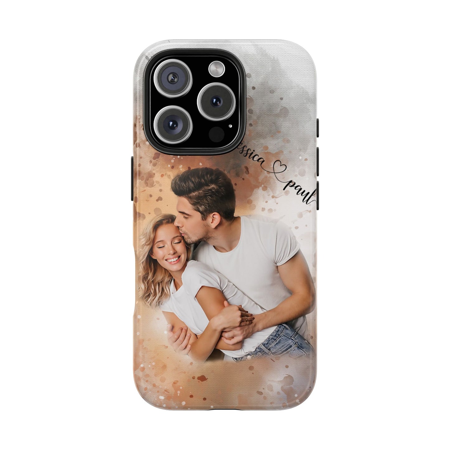 Personalized Watercolor Phone Case With Photos For Couples or Friend Gifts