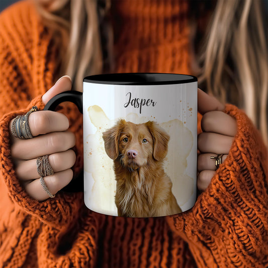 Oily Watercolor Splash Pet Portrait On Ceramic Mug For Pet Lover