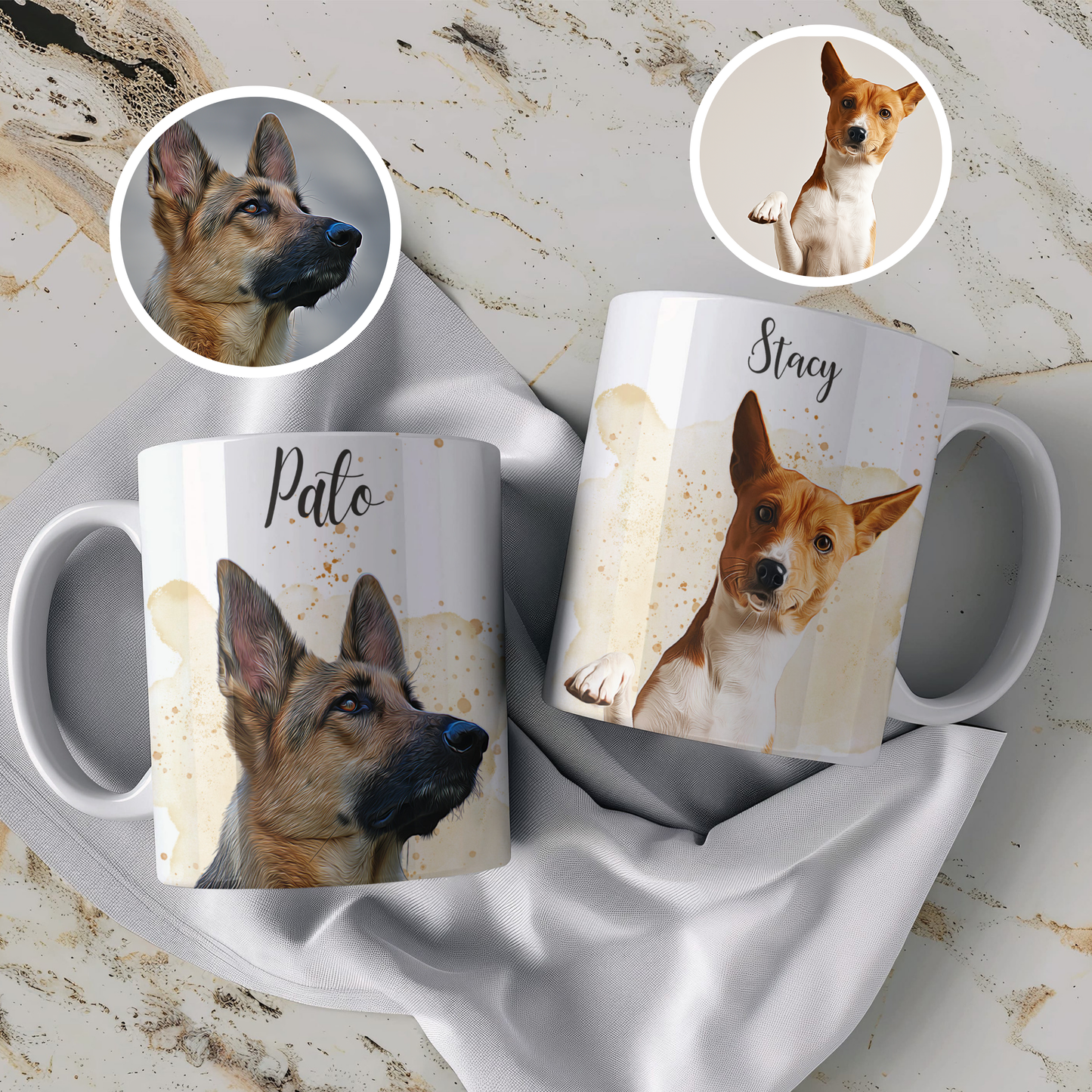 Oily Watercolor Splash Pet Portrait On Ceramic Mug For Pet Lover