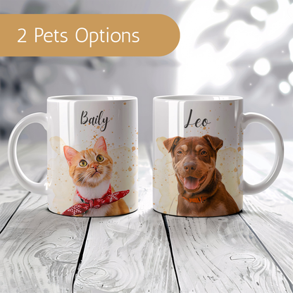 Oily Watercolor Splash Pet Portrait On Ceramic Mug For Pet Lover