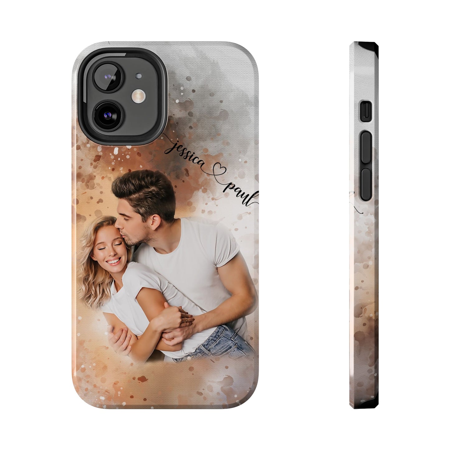 Personalized Watercolor Phone Case With Photos For Couples or Friend Gifts