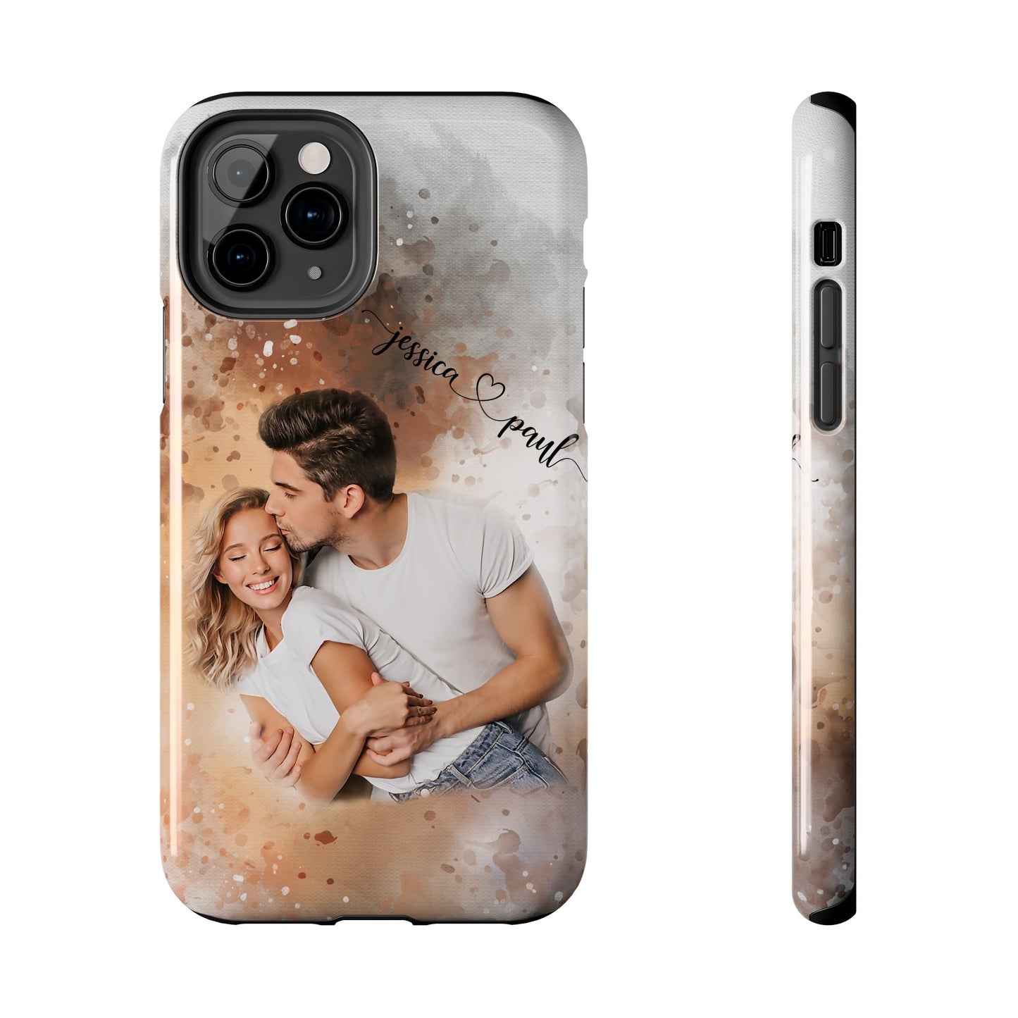 Personalized Watercolor Phone Case With Photos For Couples or Friend Gifts