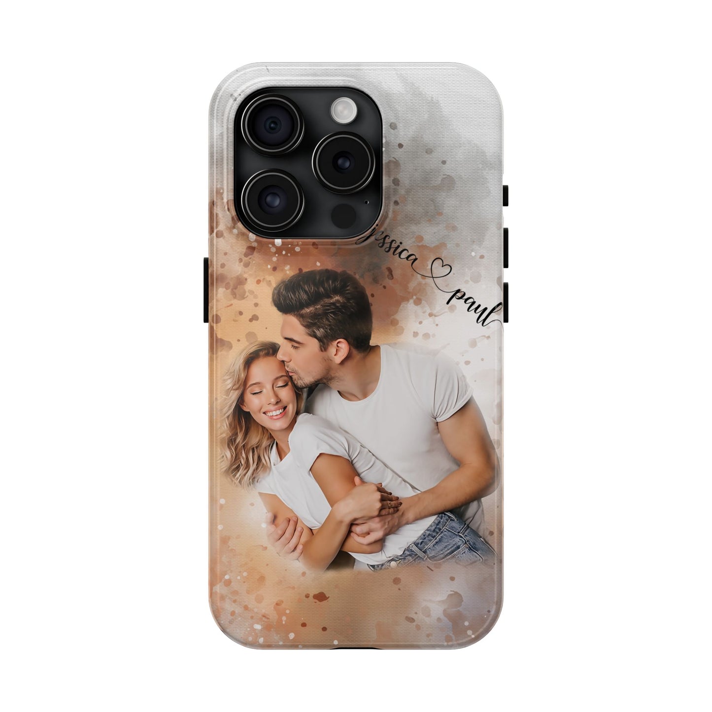 Personalized Watercolor Phone Case With Photos For Couples or Friend Gifts