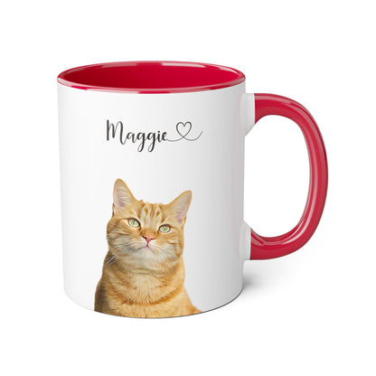 Tasses d'accent | Tasse à café de style peint à l'huile avec portrait d'animal personnalisé Cadeau personnalisé pour animal de compagnie pour amoureux des animaux 11 oZ