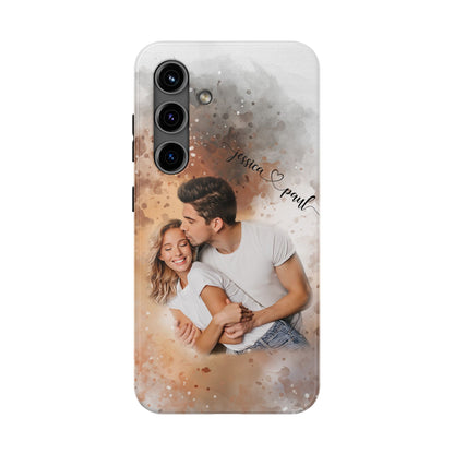 Personalized Watercolor Phone Case With Photos For Couples or Friend Gifts