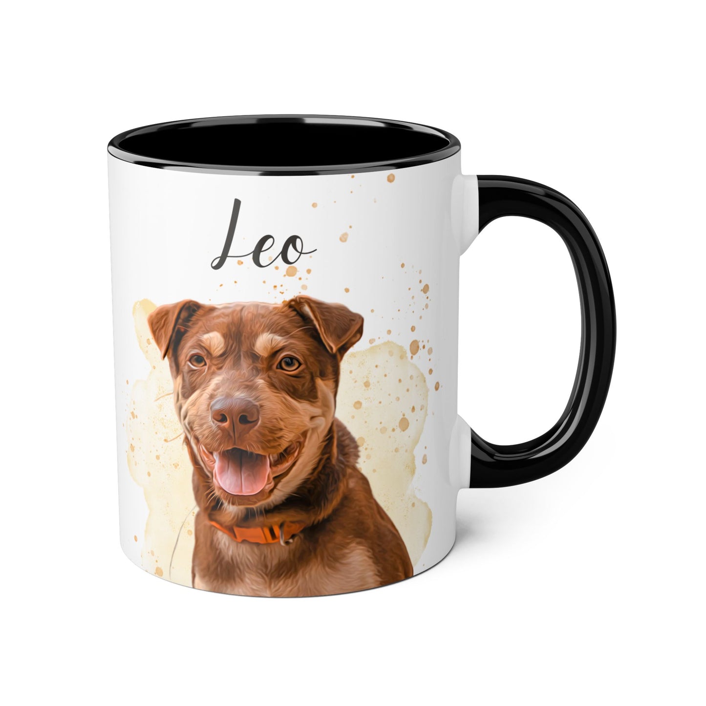 Oily Watercolor Splash Pet Portrait On Ceramic Mug For Pet Lover