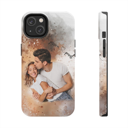 Personalized Watercolor Phone Case With Photos For Couples or Friend Gifts