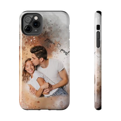 Personalized Watercolor Phone Case With Photos For Couples or Friend Gifts