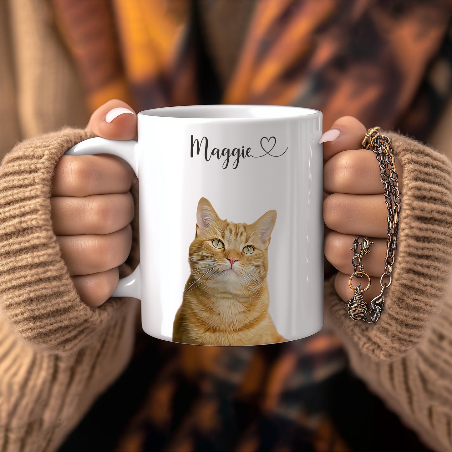 Tasses d'accent | Tasse à café de style peint à l'huile avec portrait d'animal personnalisé Cadeau personnalisé pour animal de compagnie pour amoureux des animaux 11 oZ