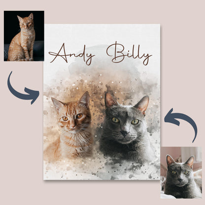 Custom Digital Watercolor Pet Portraits From  Photo