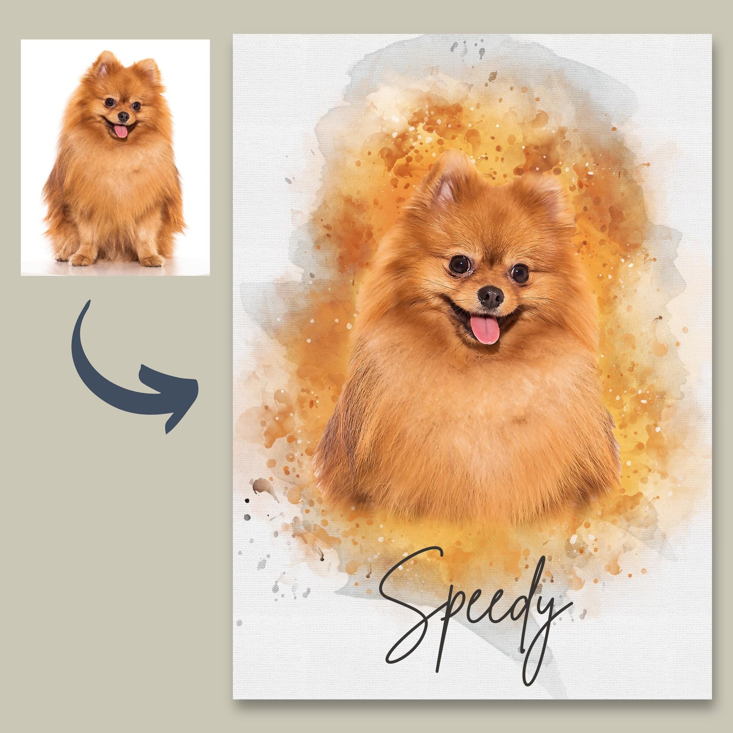 Custom Digital Watercolor Pet Portraits From  Photo