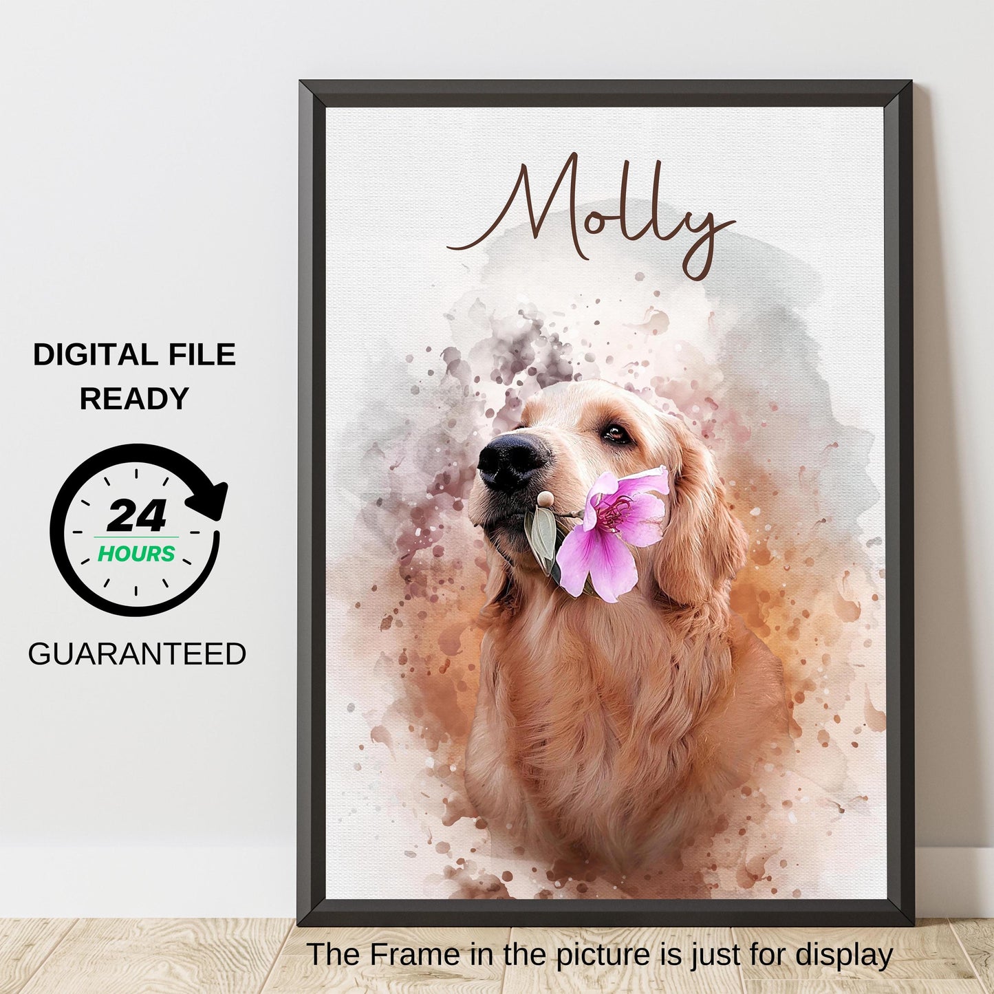 Custom Digital Watercolor Pet Portraits From  Photo