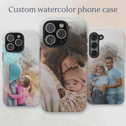 Custom Watercolor Photo On  Phone Case Personalized Cell Phone Case Picture